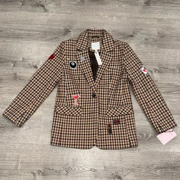 NWT AVEC LES FILLES ANTHROPOLOGIE PLAID PATCHWORK BLAZER XS - Picture 7 of 12